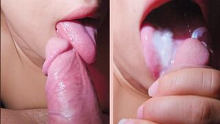 She wants spunk in her mouth - close up slow oral sex