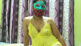 Horny Desi stepSister Seema Charming Sex with Masked Husband in lingerie at Bed time