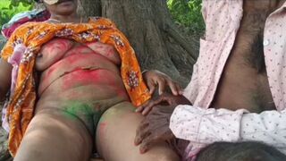 Happy Holi outdoor by going I nailed Nomita boudi