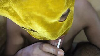 Brother-in-law and sister-in-law blowing penis with lollipop spilled jizz in mouth