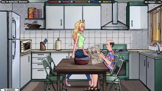 Horny masseur caresses cute blonde's clit