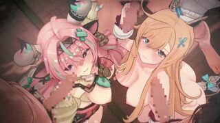 【原神 乱交セックスtwo】エスコフィエ,ヴァレサが集団エッチする3Dエロアニメ動画(Escoffier,Varesa group orgy sex2.)