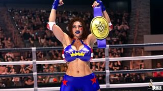 Arrogant Wresting Diva gets face nailed by a hung Luchadore