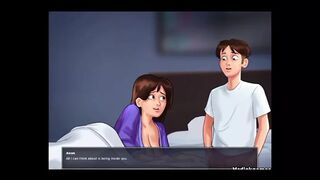 Stepmom share bed with stepson and jizz inside her