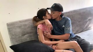 My stepsister gives me some nice fine kisses, which lead to a yummy fuck
