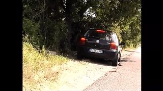 Fantastic Fresh Blonde Licks in the Car the Giant Schlong That Orgasm Inside Her Twat