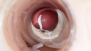 Web-cam inside deep cunt captures humongous ejaculation of cum