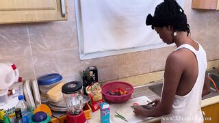 He Lick And fuck my wet snatch in the kitchen